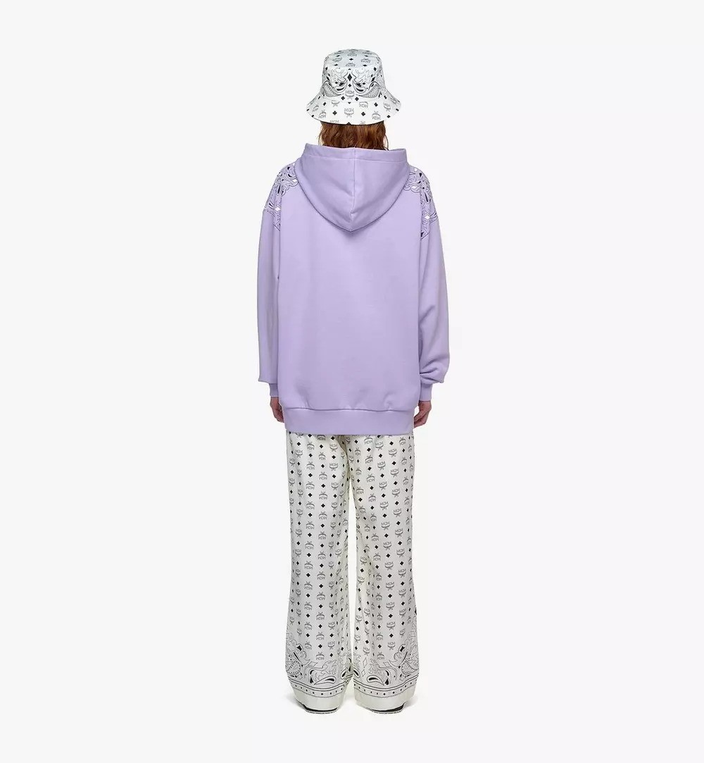 Mcm Oversized Hooded Sweatshirt With Bandana Monogram Print In Purple