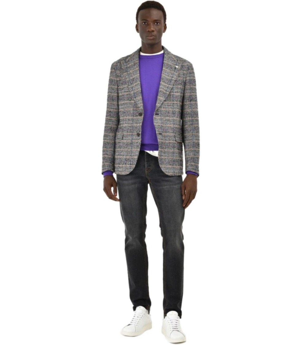 Manuel Ritz Grey Prince Of Wales Single Breasted Jacket In Gray