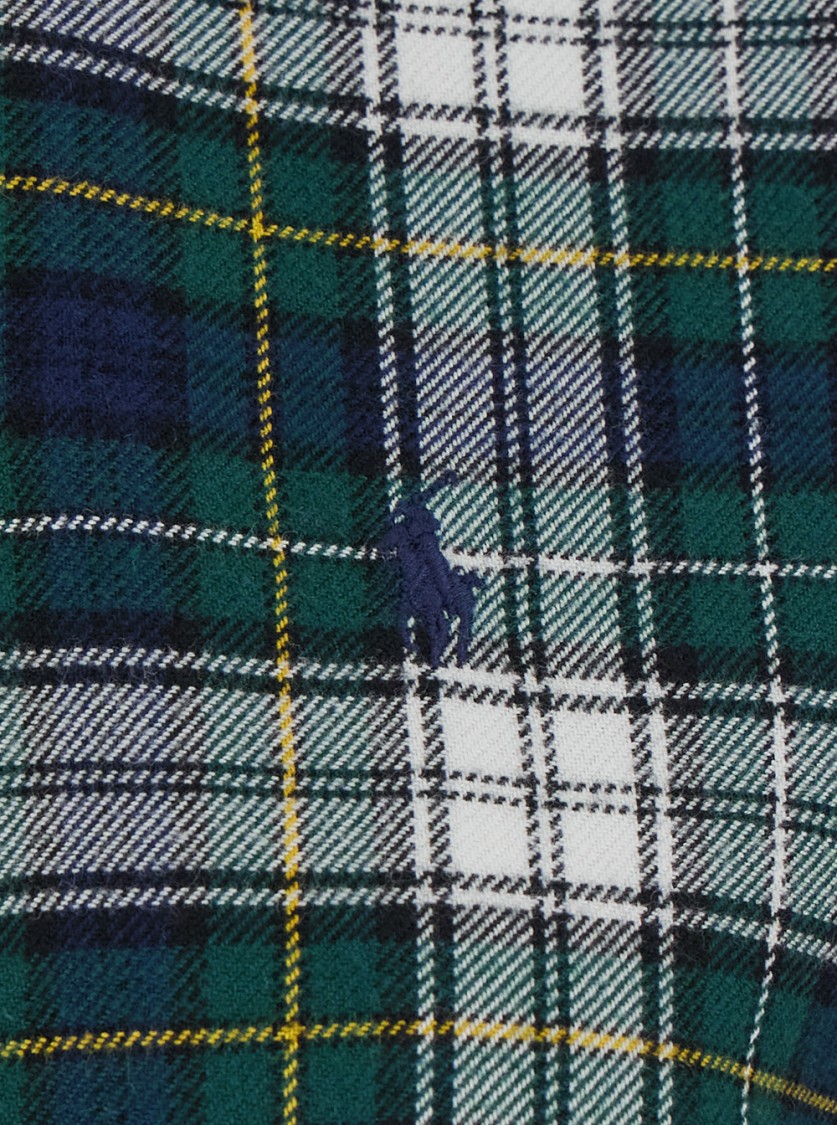 Polo Ralph Lauren Green Shirt With Pony On The Front And All-over Check Motif In Cotton Woman In Green