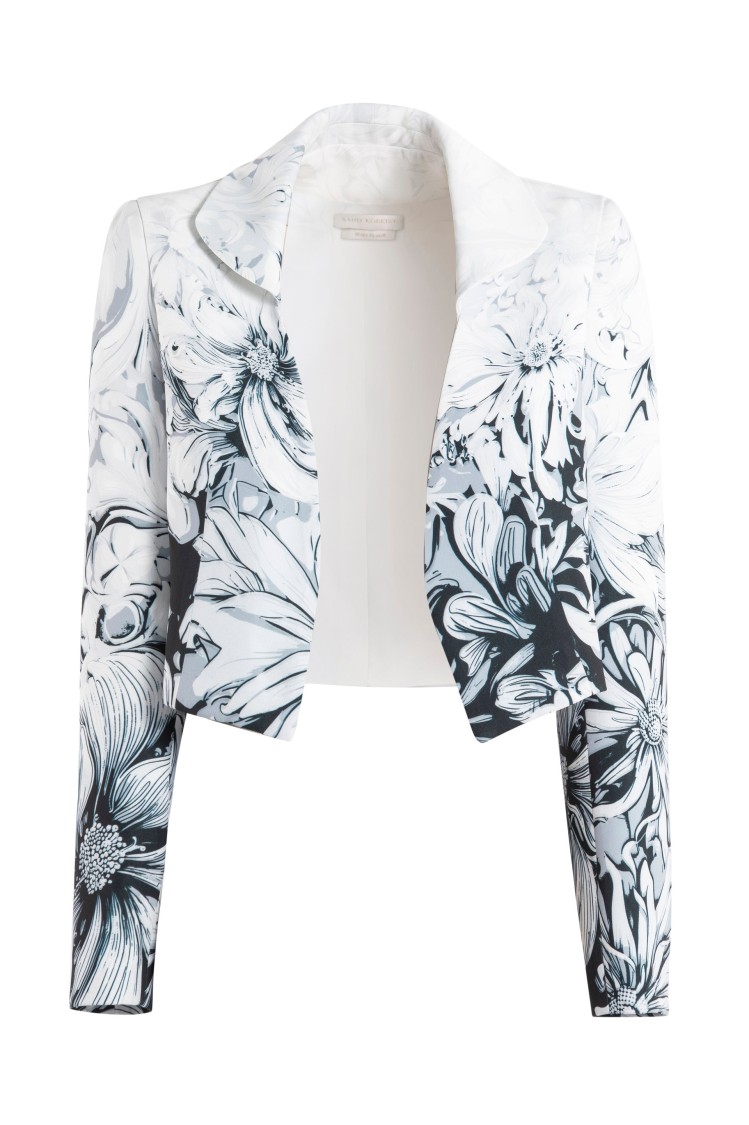 Saiid Kobeisy Crepe Printed, Cropped Jacket In White