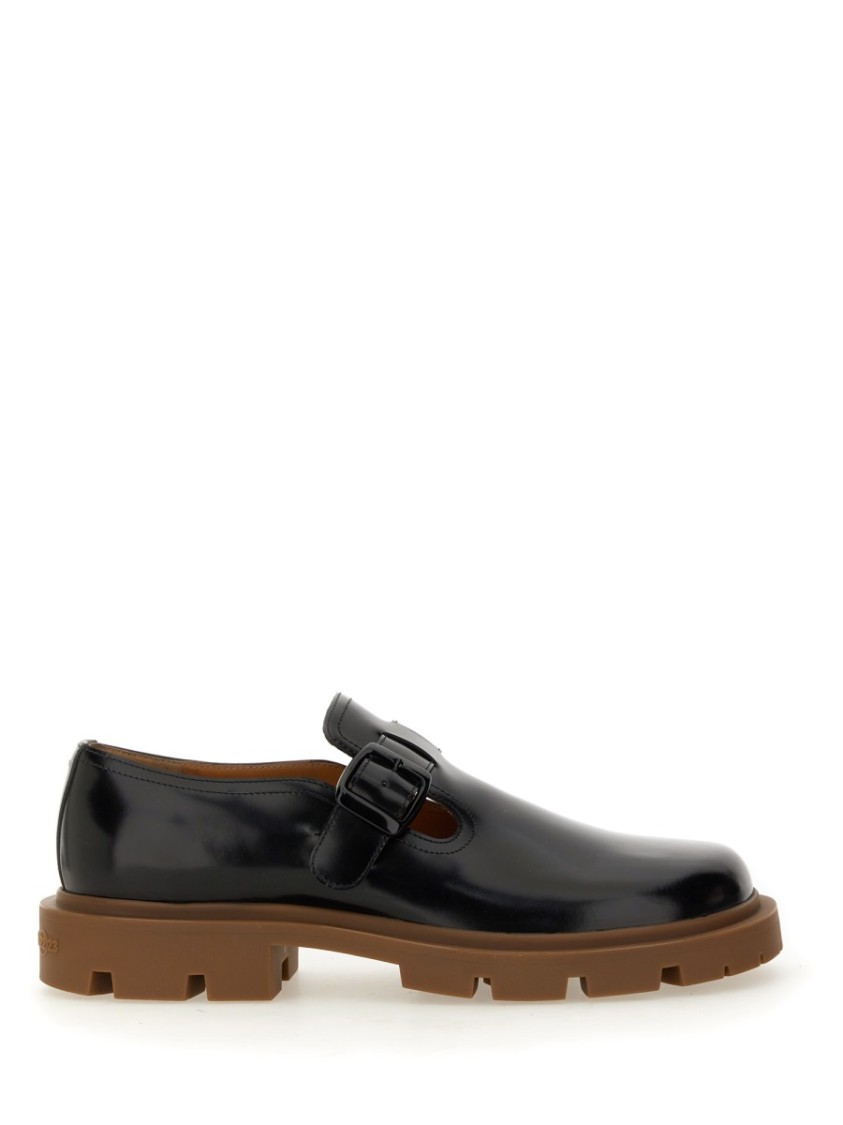 Maison Margiela Leather Monk Shoes In Black