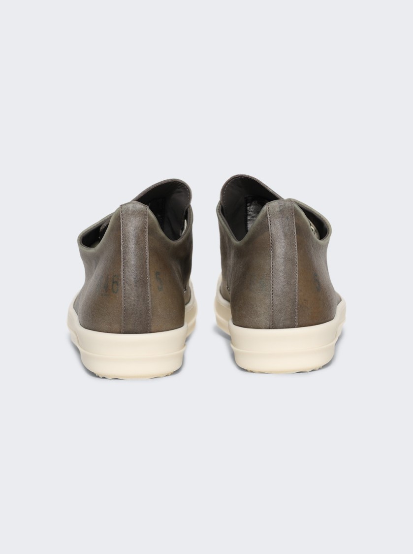 Rick Owens Hollywood Leather Low Sneakers Dust And Milk In Green