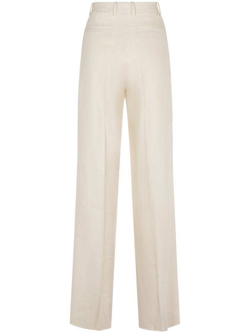 Tagliatore High-waisted Wide-leg Trousers With Pleated Front In White