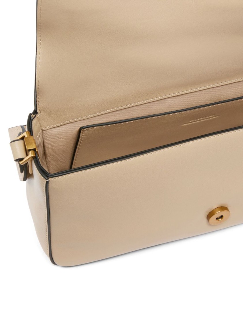 Pinko Beige Shoulder Bag With Unique Bird Motif In Neutrals