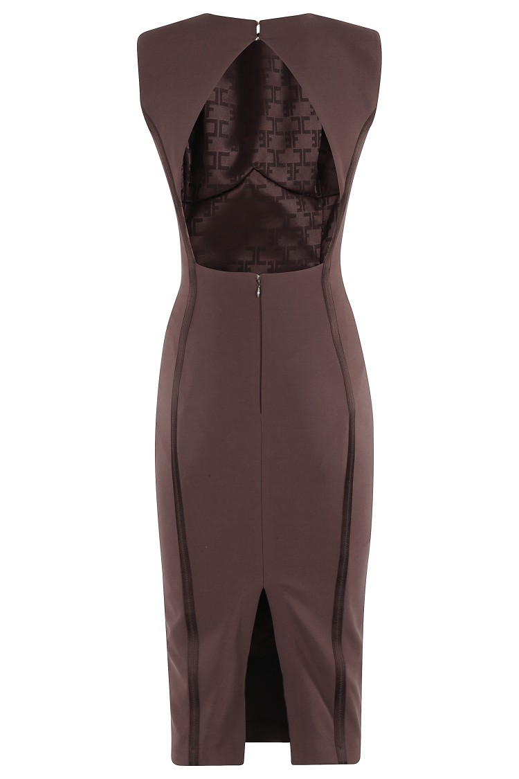 ELISABETTA FRANCHI ELISABETTA FRANCHI CUT-OUT MIDI DRESS WITH CORSET EFFECT