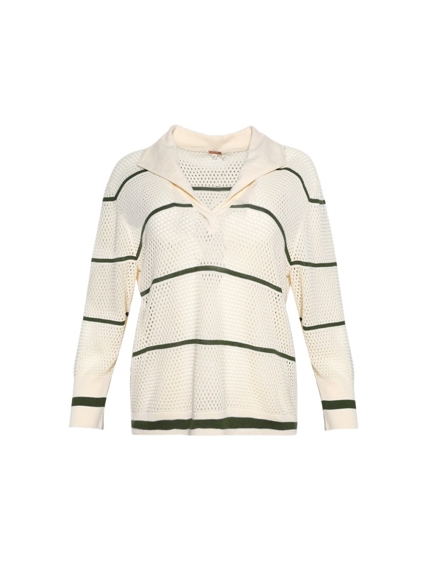 JOHANNA ORTIZ JOHANNA ORTIZ POCA VELA TOP ECRU AND GREEN