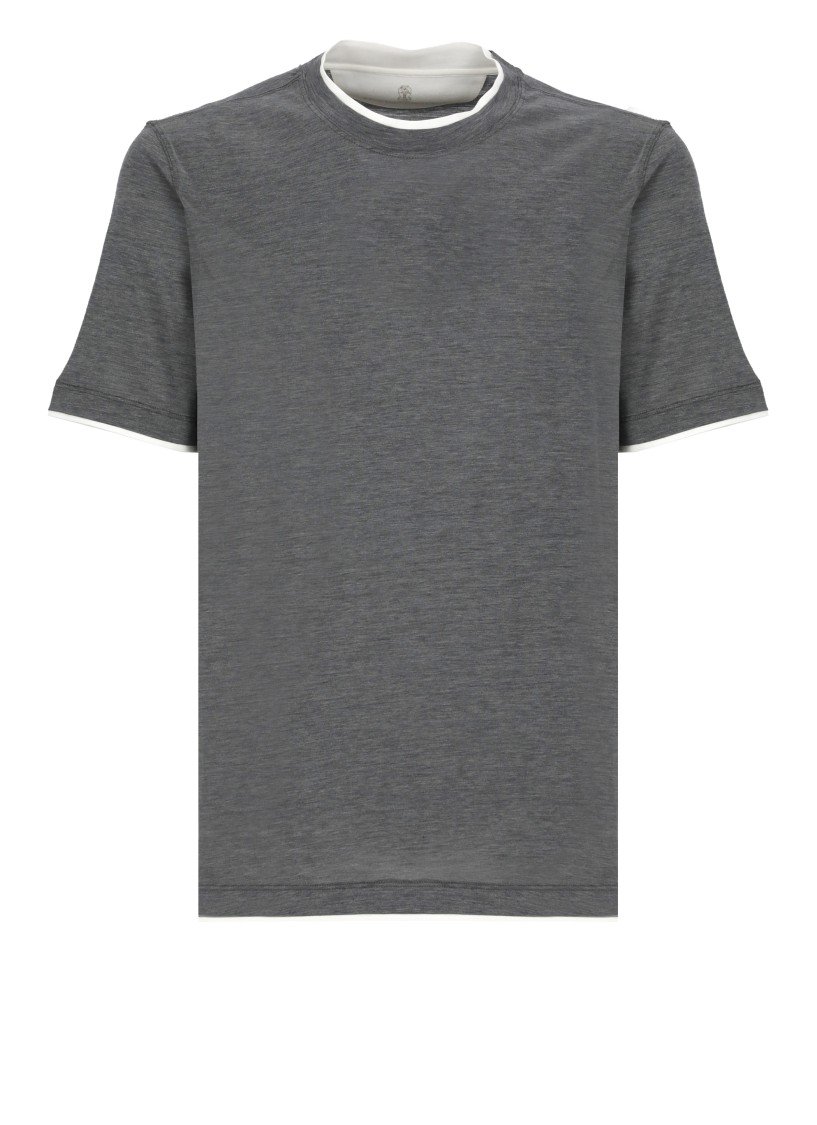 Brunello Cucinelli Layered T-shirt In Grey