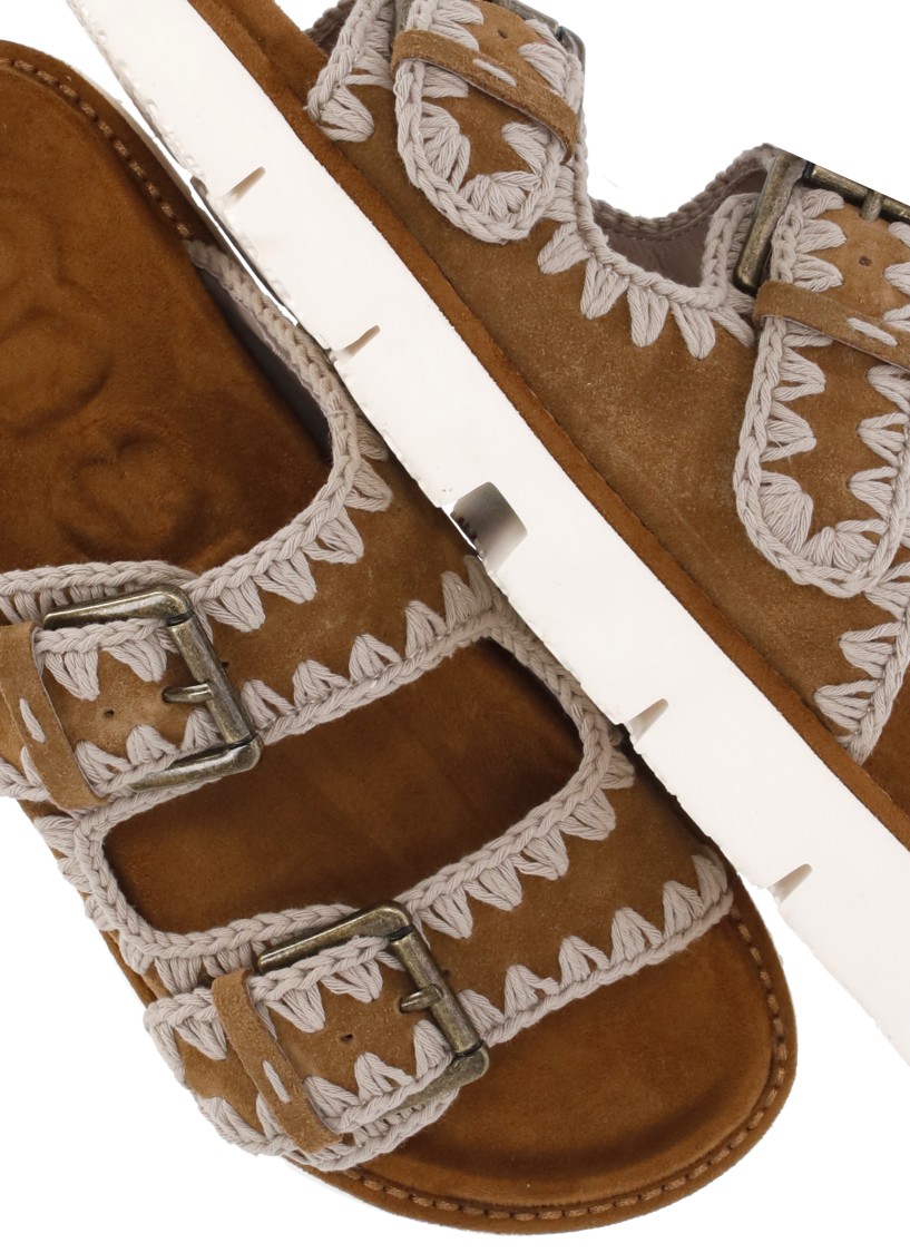 MOU MOU BROWN SUEDE LEATHER SANDALS 