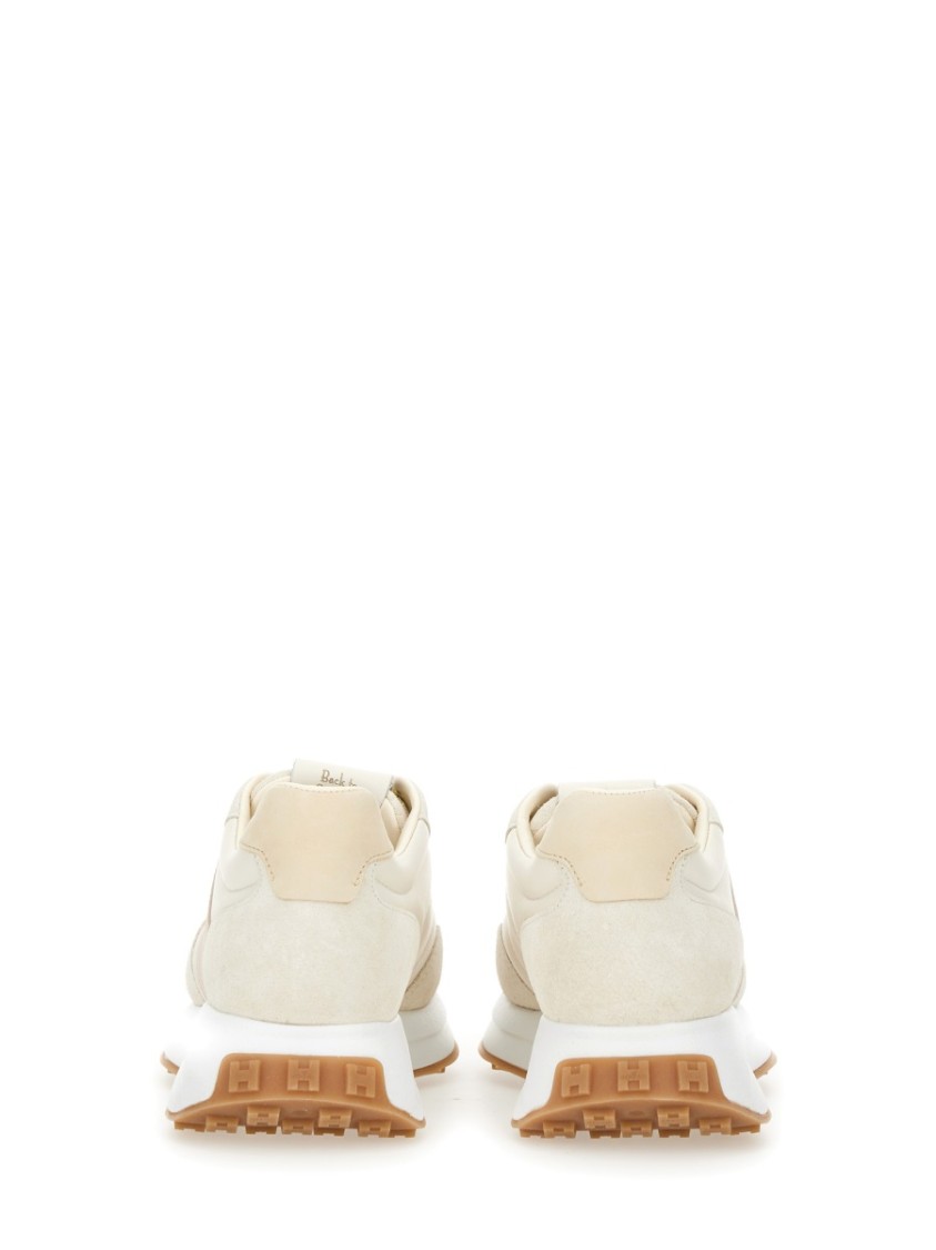Hogan Leather Sneakers With Rubber Sole And Suede Accents In Pattern