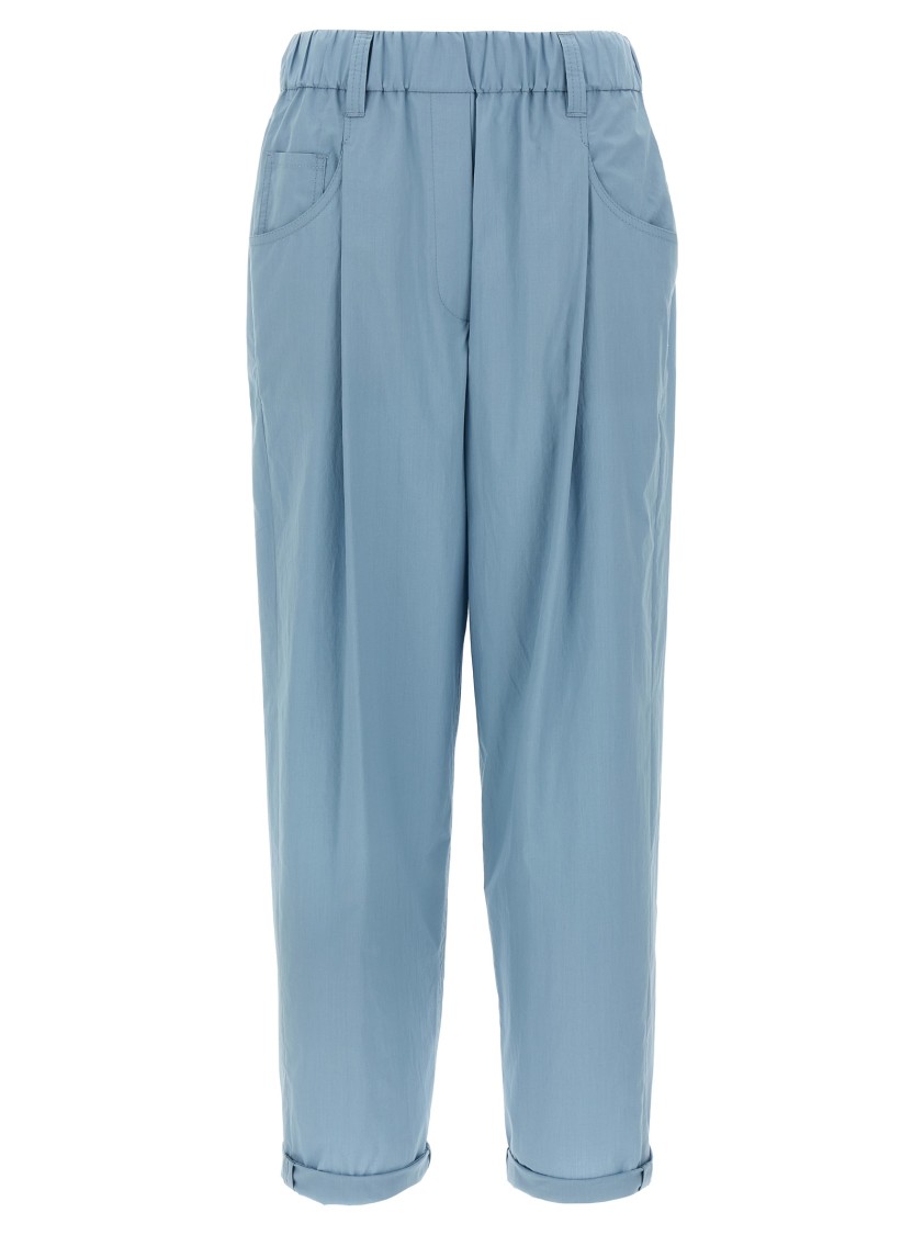Brunello Cucinelli Pleat Pants With Front Pincers In Blue