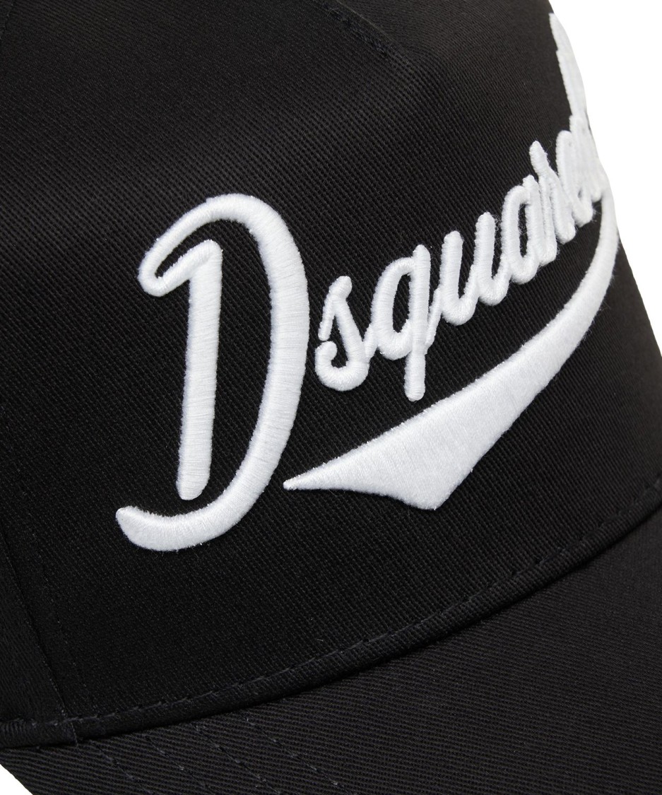 Dsquared2 Black Baseball Cap With Maxi Logo Lettering On The Front In Black