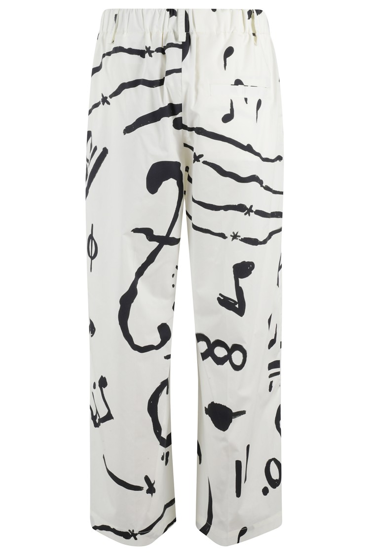 ALYSI ALYSI ABSTRACT PRINT PANTS WITH ELASTIC WAISTBAND