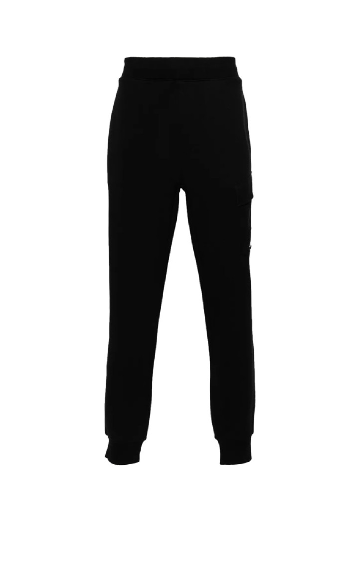 C.p. Company Diagonal Raised Fleece Lens Sweatpants In Black