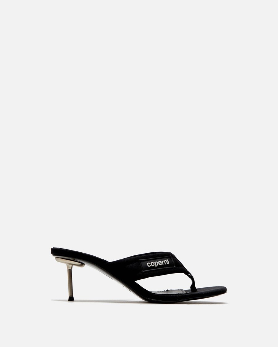Coperni Black Fabric Sandals With Cushioned Thongs In Black