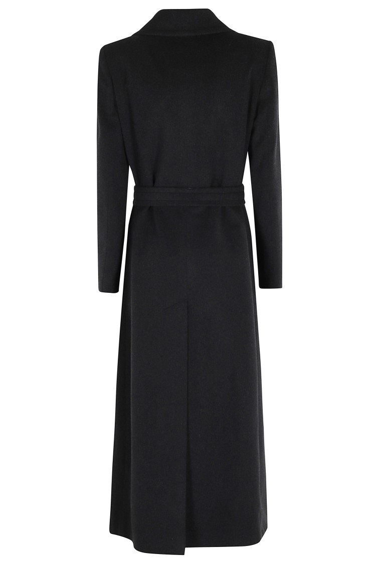 Tagliatore Tailored Melange Coat With Belted Waist In Black