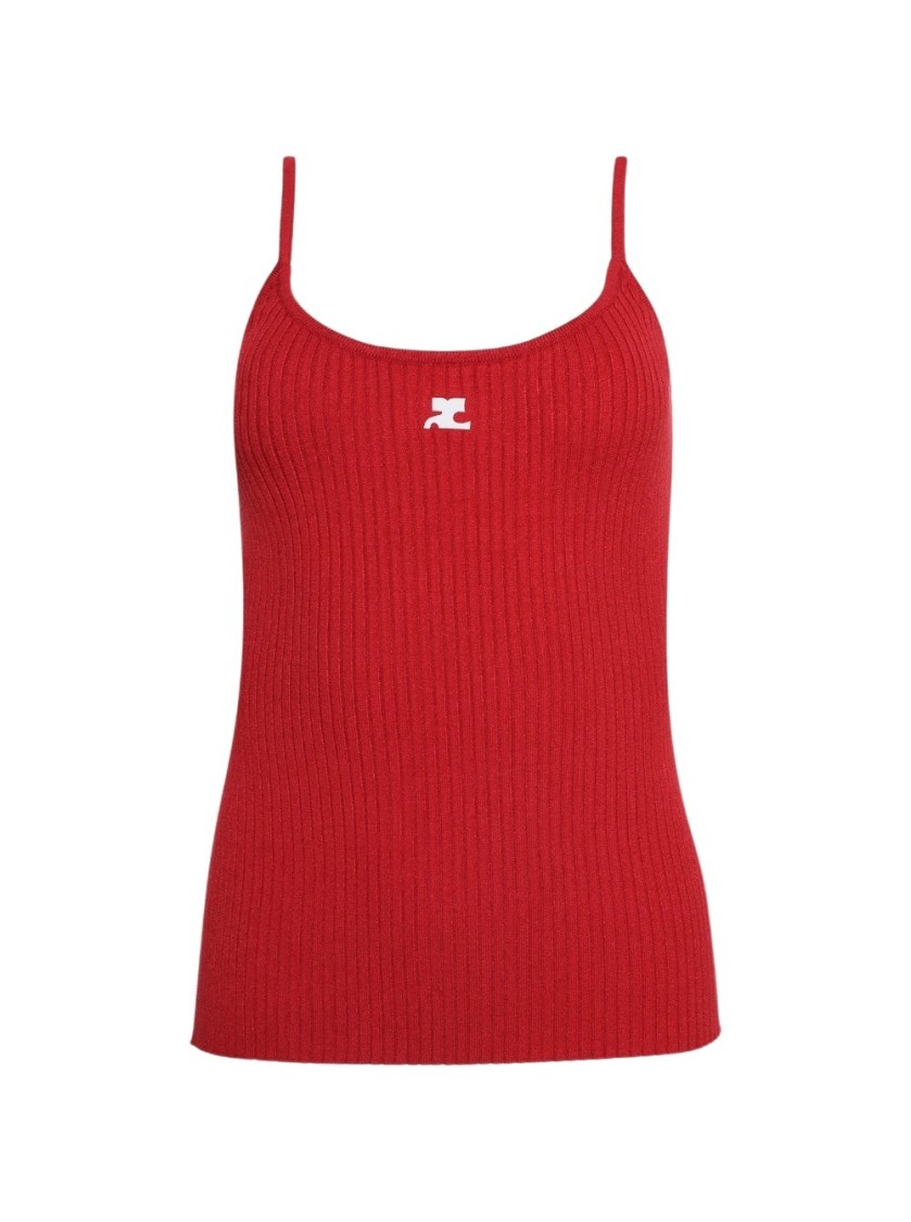 Shop Courrèges Reedition Knit Tank Top Red