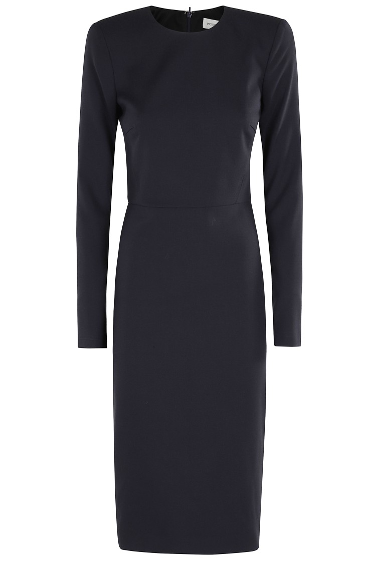 Victoria Beckham Fitted Long Sleeve T-shirt Dress In Black