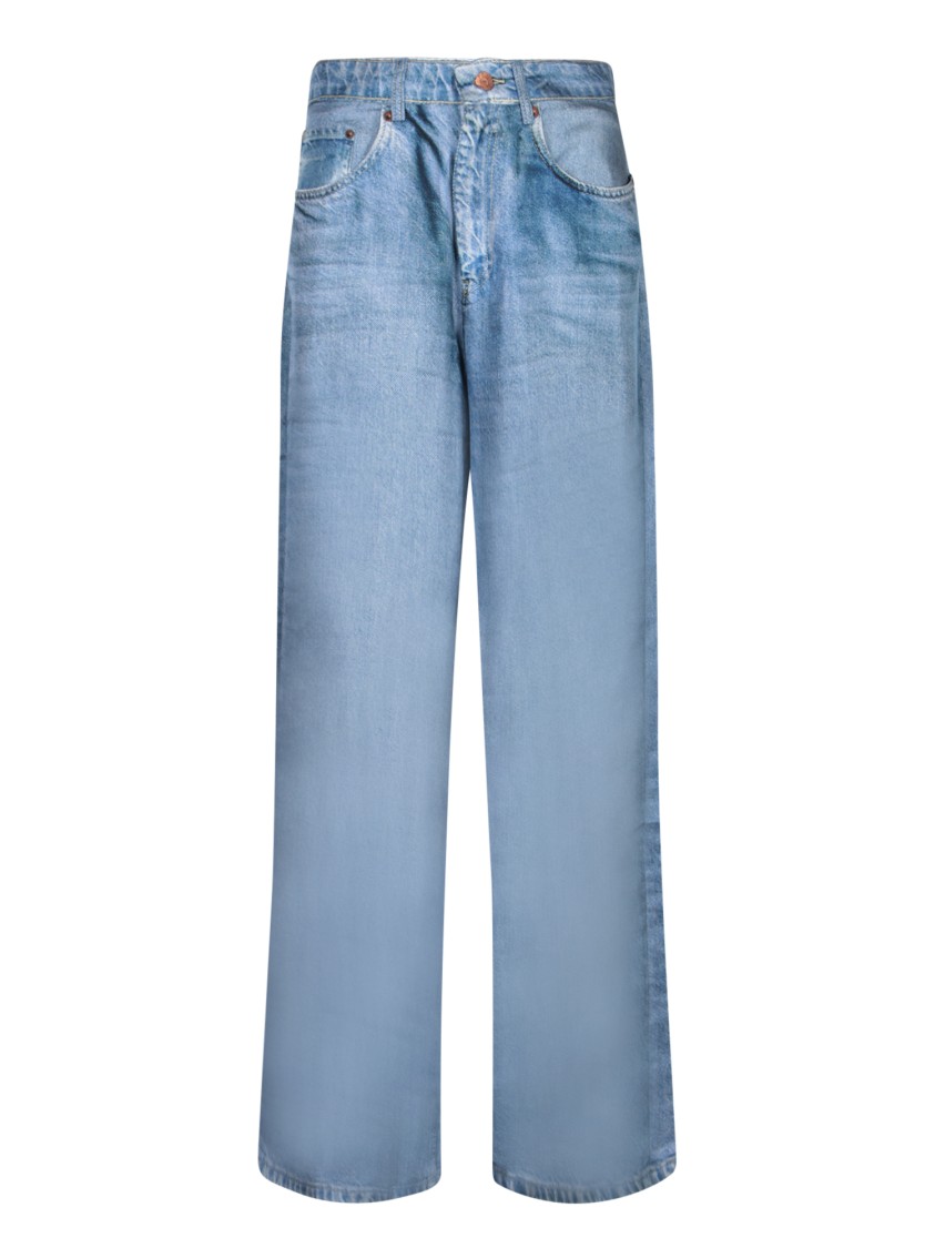 Shop Pierre-louis Mascia Wide-leg Denim Trousers With Subtle Stitching Details