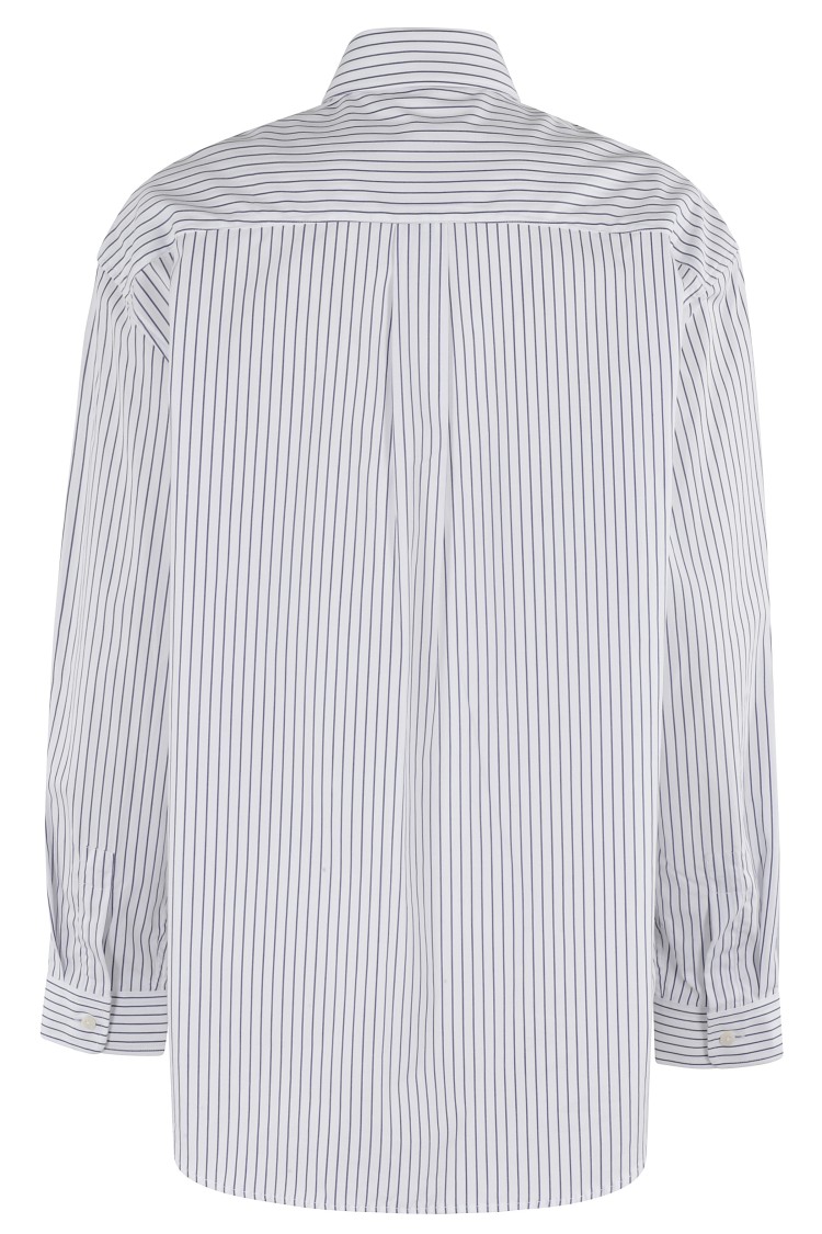 Sporty And Rich Womens Striped Oversized Cotton-poplin Shirt Blue Striped Xs In Blue