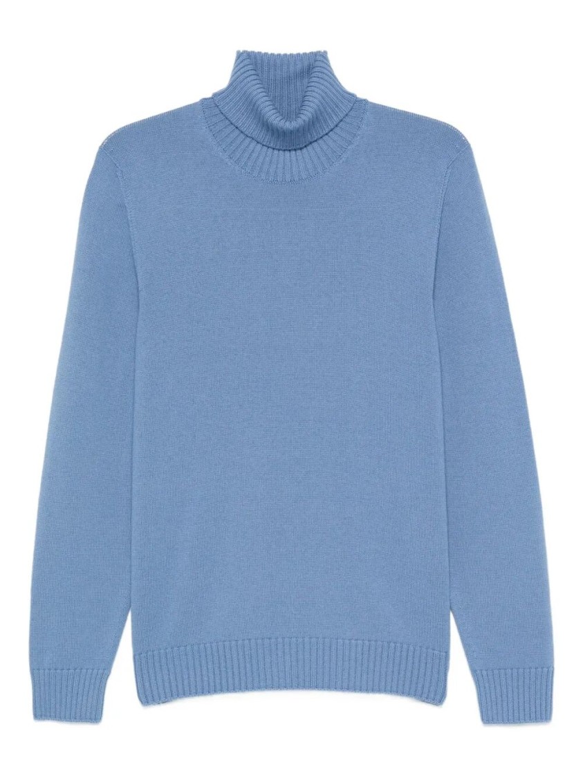 Drumohr Long Sleeve Turtle-neck Sweater In Blue