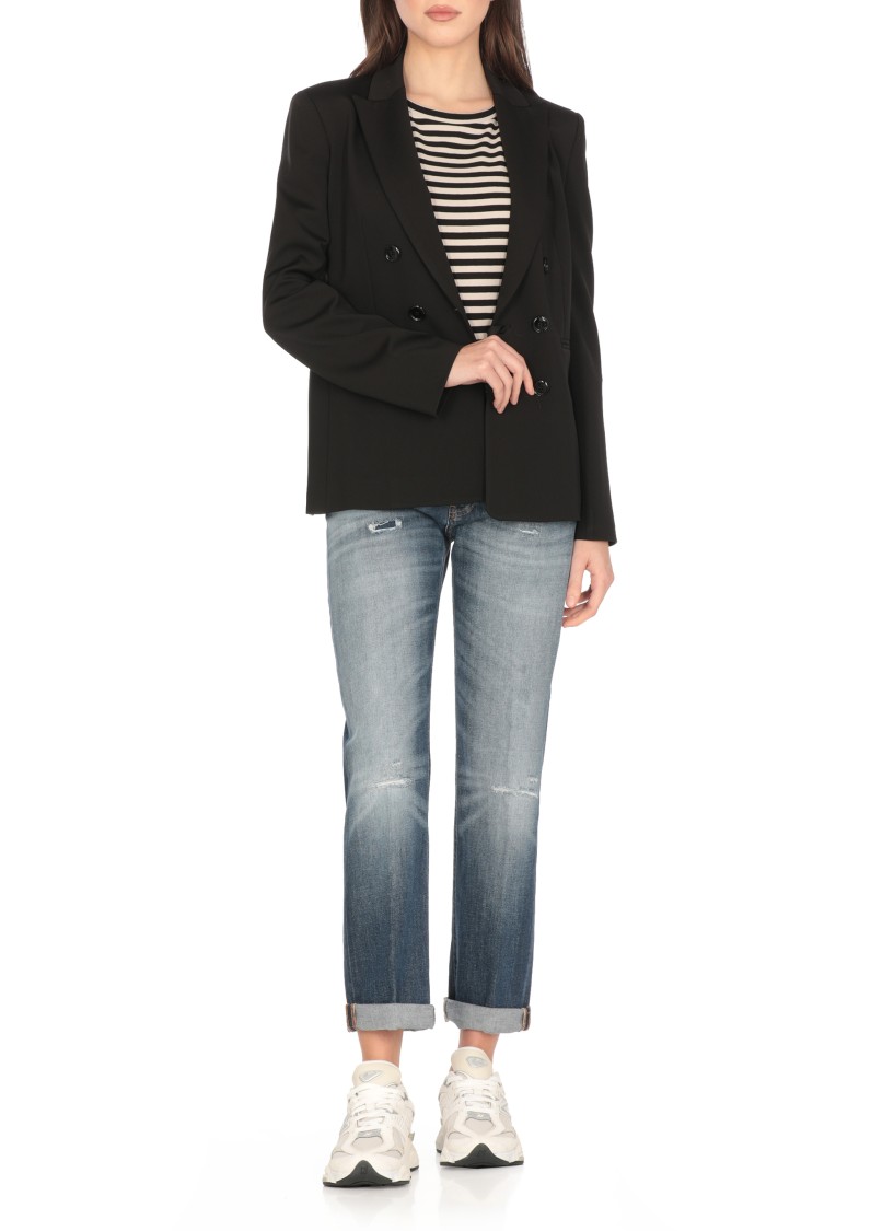 Dondup Regular Fit Jeans With Rolled Cuffs In Blue