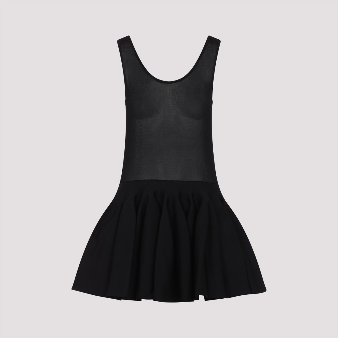 Shop Alaïa Godet Black Viscose Mini Dress