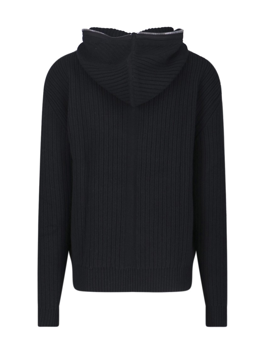 Rick Owens Ribbed-knit Virgin Wool Zip-up Sweater In Black