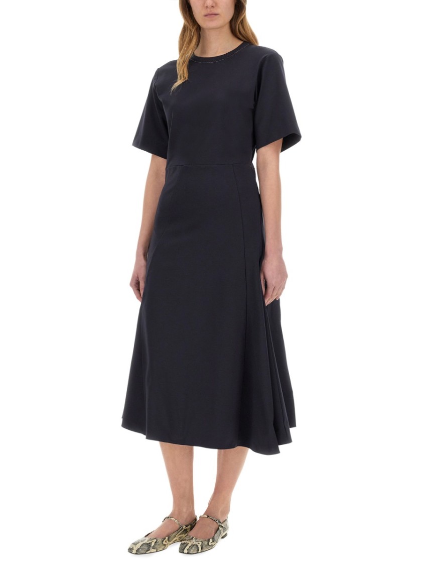 Fabiana Filippi Midi Dress Featuring Lurex Detailing And Flared Skirt In Blue