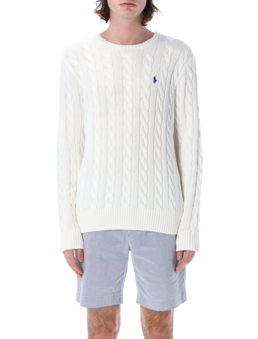 Shop Polo Ralph Lauren Textured White Cable Knit Sweater