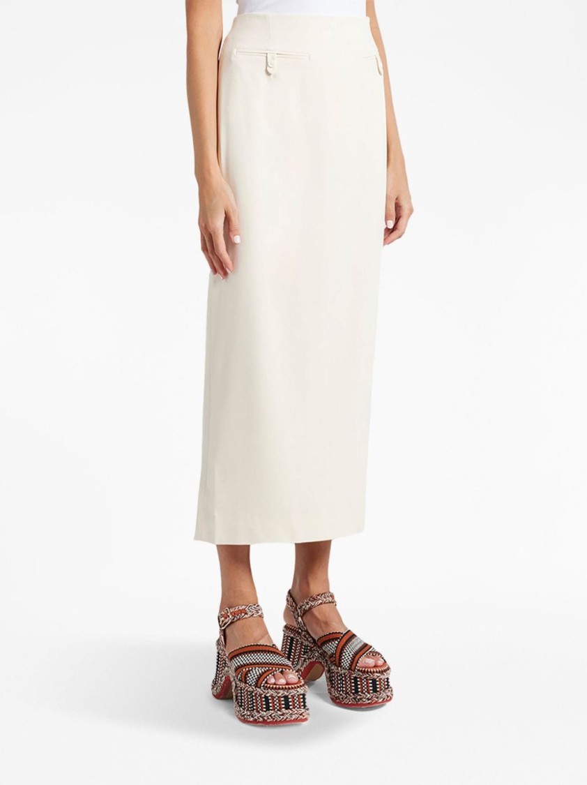 Staud Smith Tailored Midi Column Skirt In White