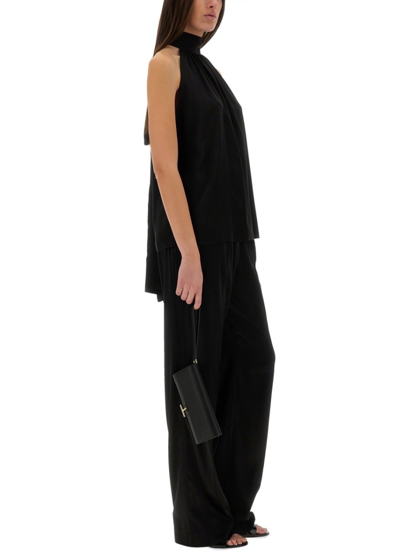 Tom Ford Sleeveless Lavalliere Blouse In Black