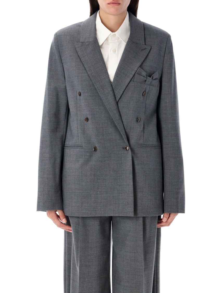 The Garment Double-breasted Blazer With Peaked Lapel In Gray