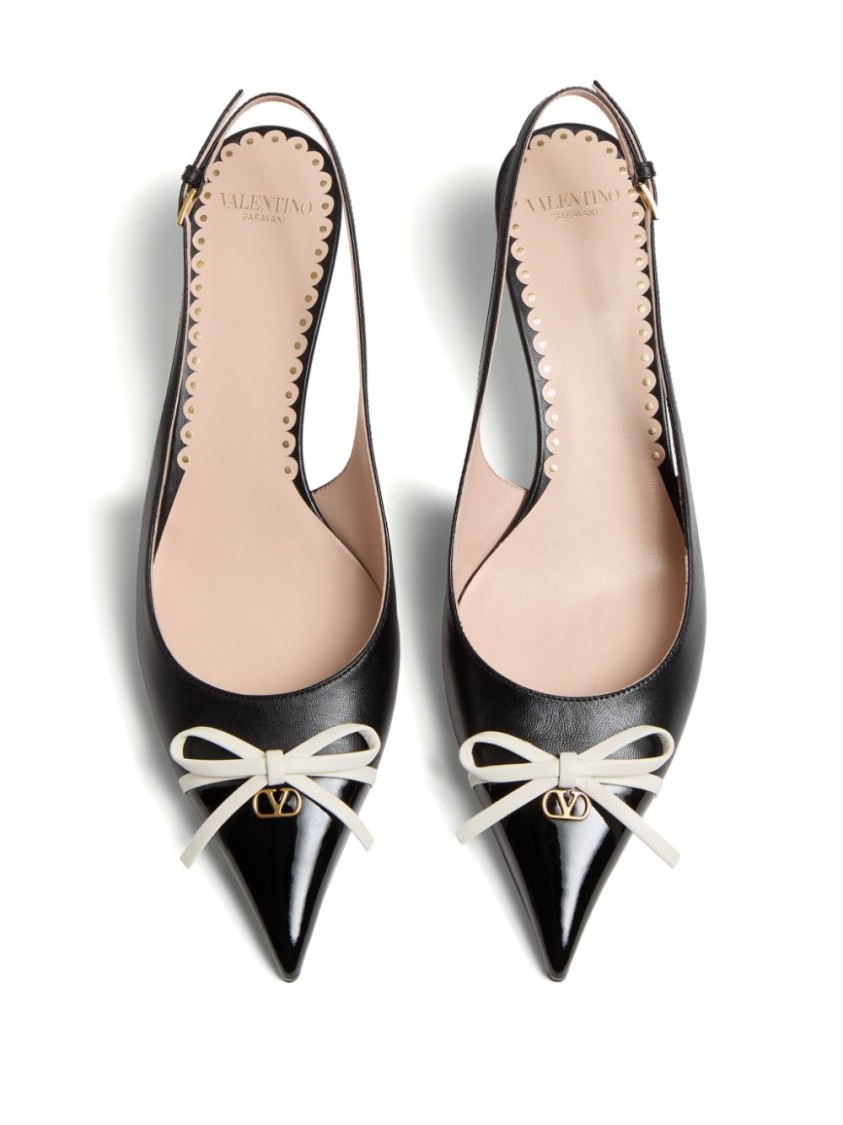 Valentino Pointed Toe Slingback Heels With Bow Accent Pump Valentino Pointed Toe Slingback Heels With Bow Accent Pump