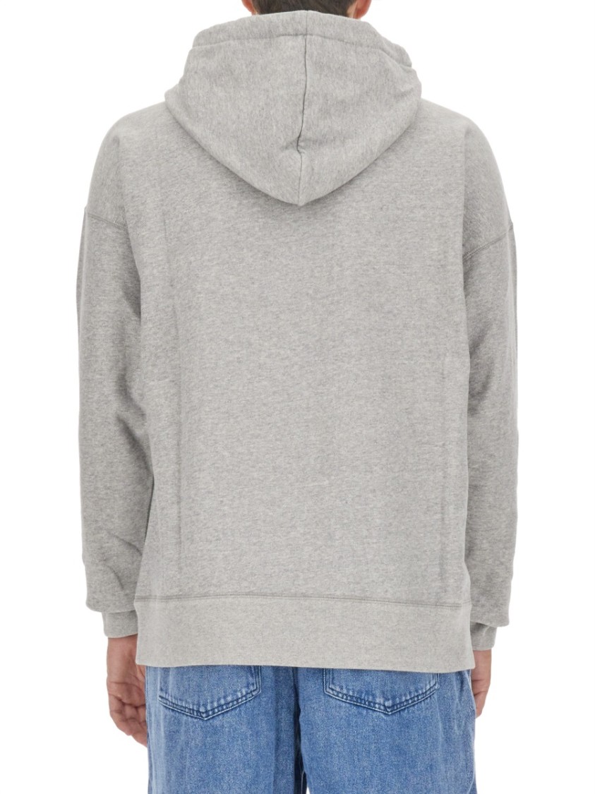 Isabel Marant Marant Relaxed-fit Grey Hoodie With Kangaroo Pocket In White
