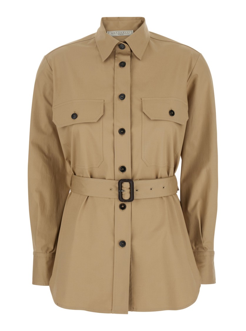 Antonelli Beige Shirt With Classic Collar