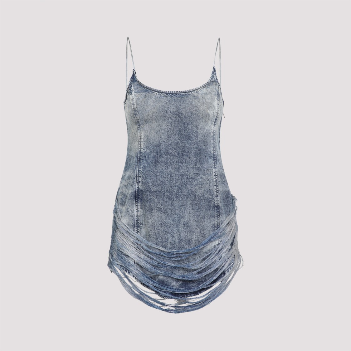 Shop Diesel De-dra-short-fsg Blue Lyocell Mini Dress