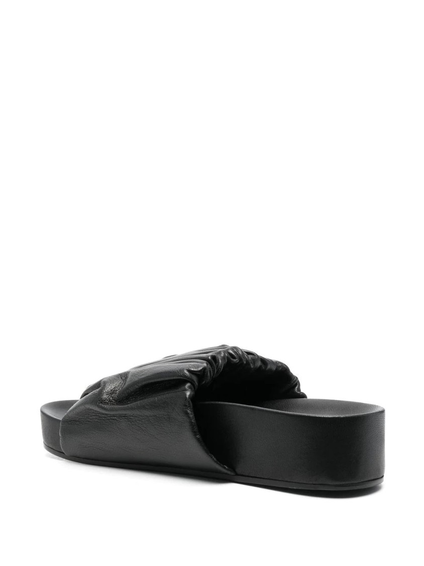 Jil Sander Black Sandals With Gathered Upper And Open Design In Black