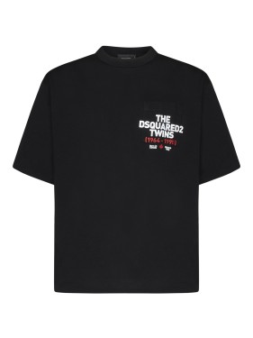 【DSQUARED2】Loose Fit Cotton T-shirt 半袖Tシャツ ブラック Dsquared2 Black Loose-Fit Cotton Jersey T-Shirt With Logo