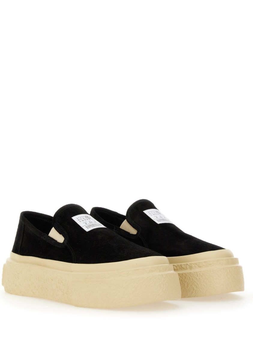 Shop Mm6 Maison Margiela Mm6 By Maison Margiela Leather Sneakers In Black