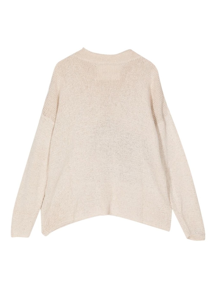 Story Mfg. Story Mfg Ecru Organic Cotton Sweater With Crochet Detailing In Neutral
