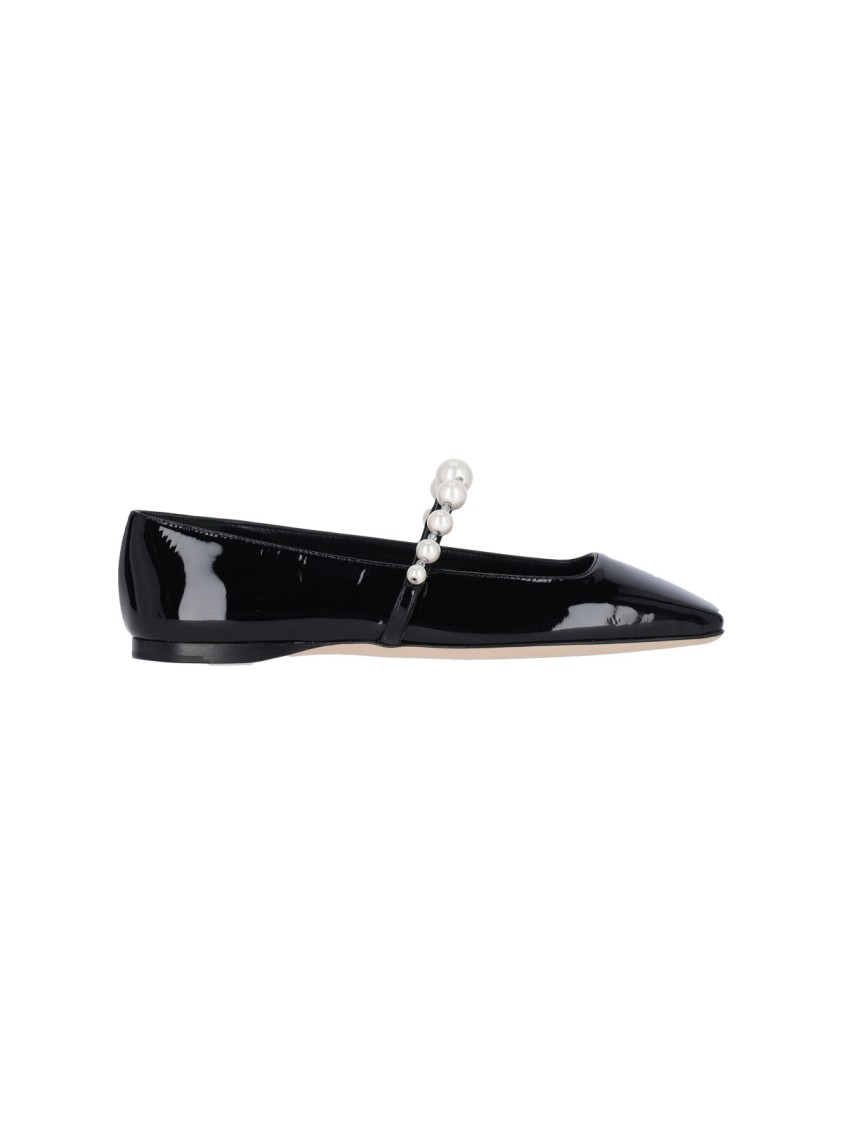 Jimmy Choo Pearl Square Toe Patent Ballerina Shoes