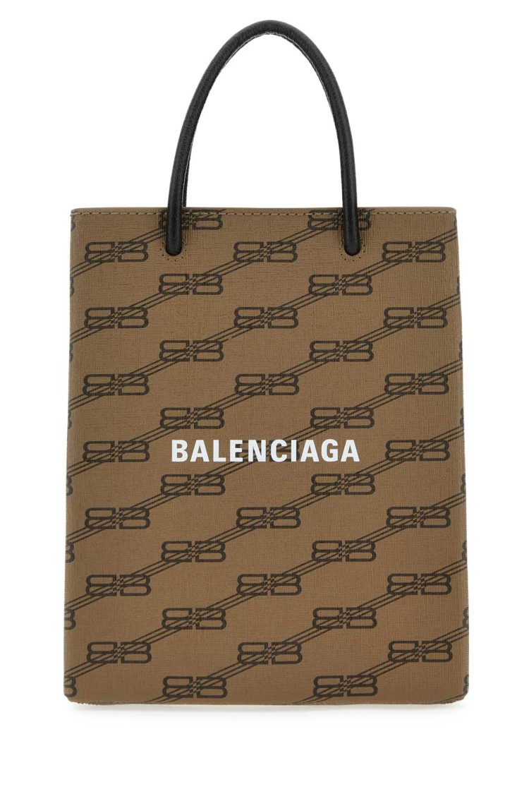 Balenciaga Printed Canvas Phone Case In Brown