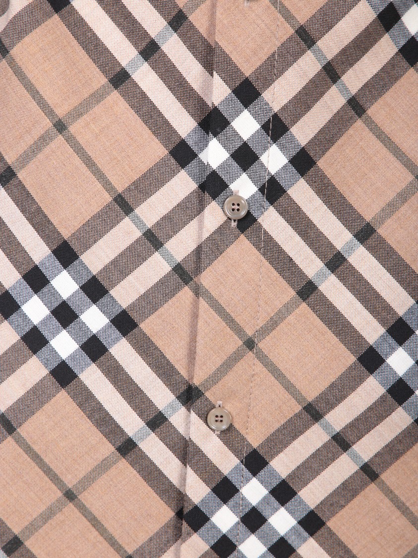 Shop Burberry Dress With Classic Collar And Coordinated Belt In Neutrals