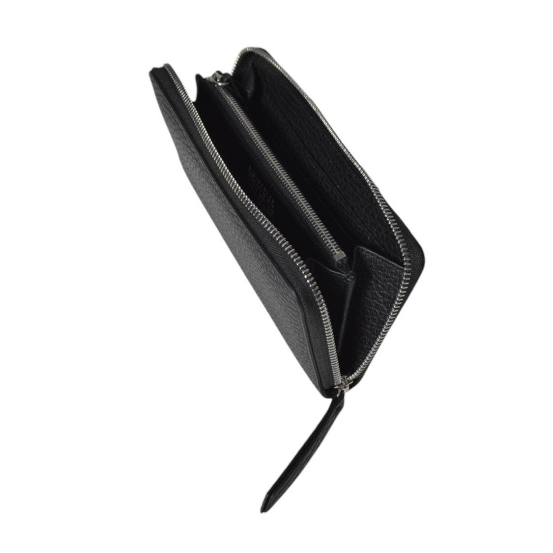 Maison Margiela Continental Wallet In Soft Grained Calf Leather With Zip Closure In Black