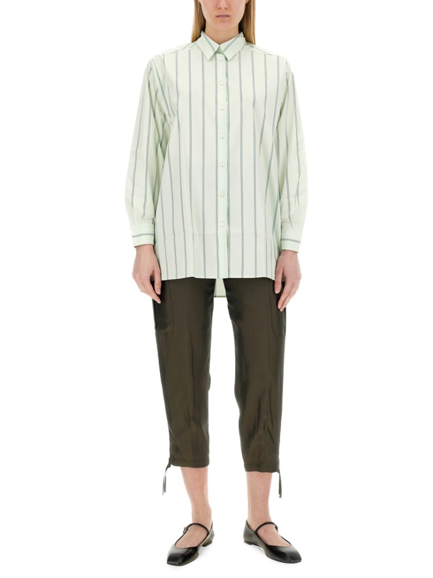Shop Aspesi Vertical Striped Cotton Shirt
