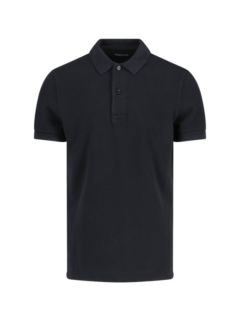 Tom Ford Black Short-sleeves Polo In Cotton Piquet Jersey Man