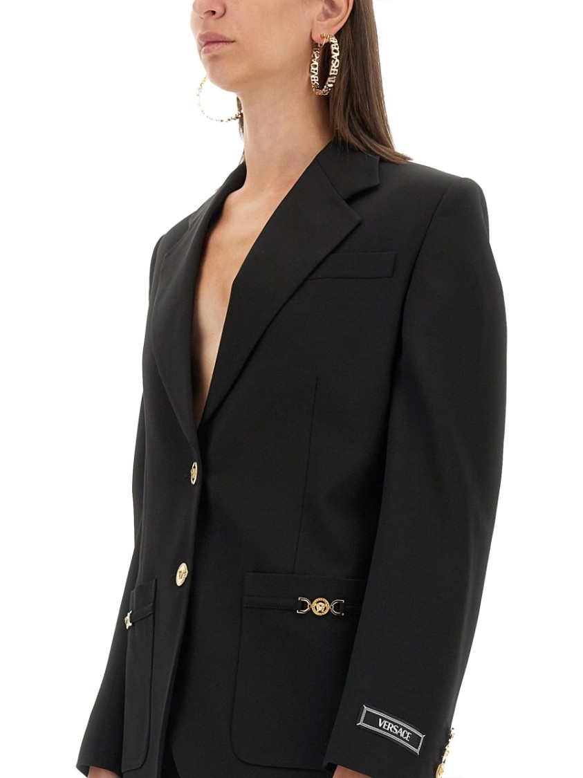 Shop Versace Oversized Single-breasted Blazer In Black