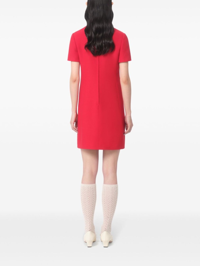 Valentino Fitted Red Dress With Decorative Bows