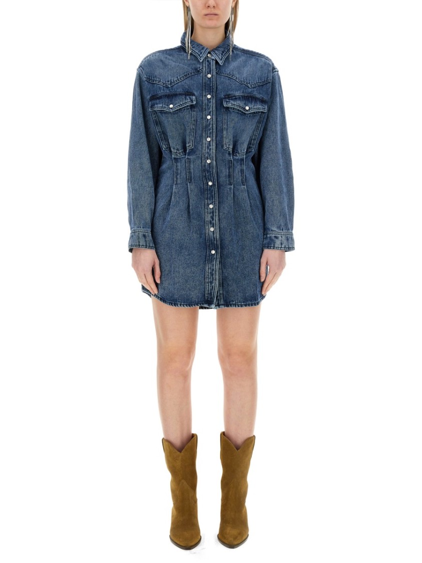 Isabel Marant Liliko Denim Shirt Minidress In Blue