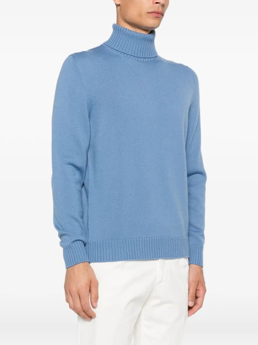 Drumohr Long Sleeve Turtle-neck Sweater In Blue